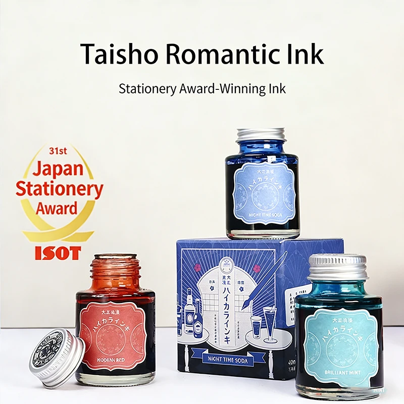 

TACCIA Taisho Roman Ink 40ml Large Bottle – Non-Carbon Color Ink with Smooth Flow for Fountain Pens and Dip Pens, Japan Made