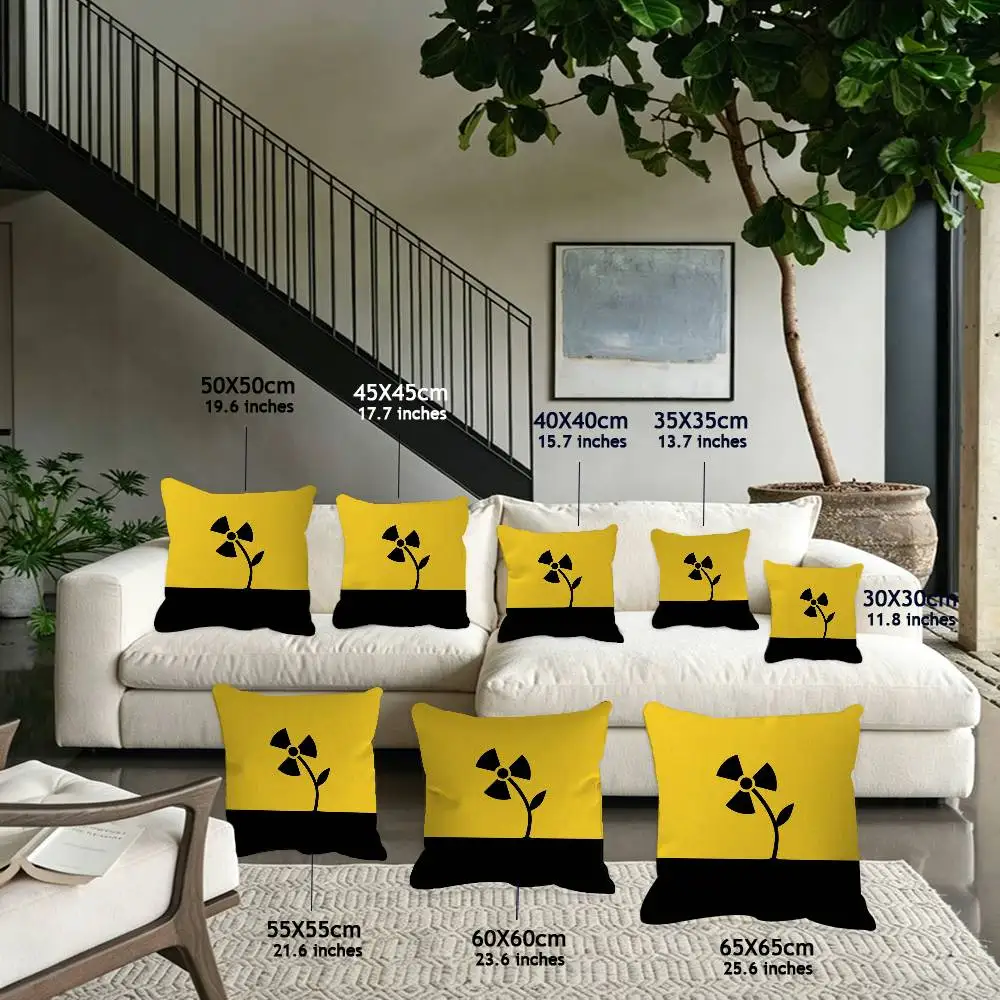 Attention Radiation Symbol Pillow Cover Soft Decor Throw Pillow Case 45x45cm Couch Home Decor for Living Room Sofa Party Gift