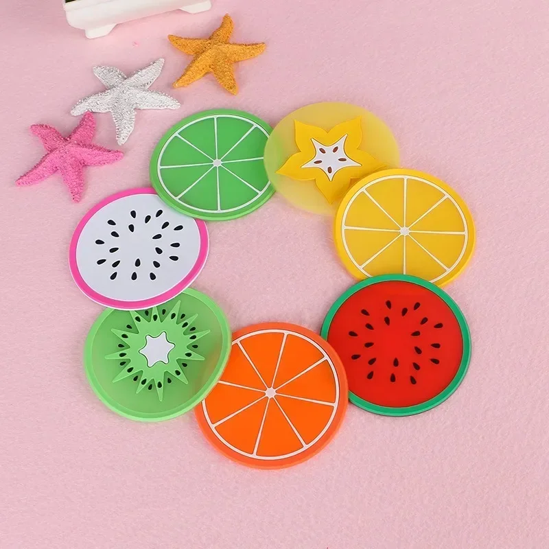 

7 PCS Fruit Shape Silicone Cup Pad Slip Insulation Pad Cup Mat Holder Orange/Watermelon/Carambola/Dragon Fruit Wholesale store