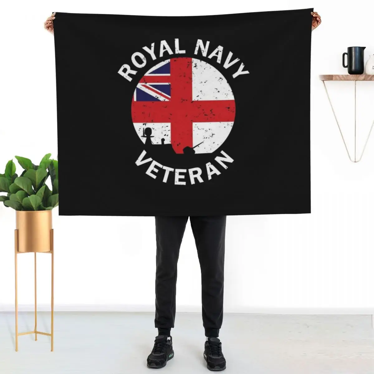 Royal Navy Veteran Throw Blanket Faux Fur Soft Warm Blanket for Bed