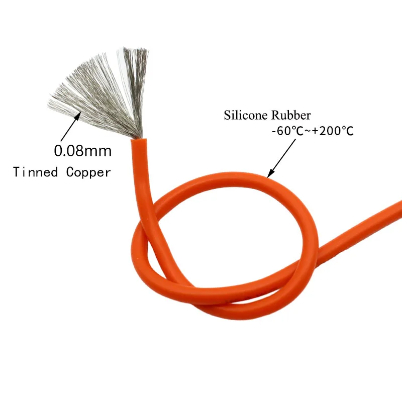 1M/5M Heat-resistant cable 30 28 26 24 22 20 18 16 15 14 13 12 10 AWG Ultra Soft Silicone Wire High Temperature Flexible Copper