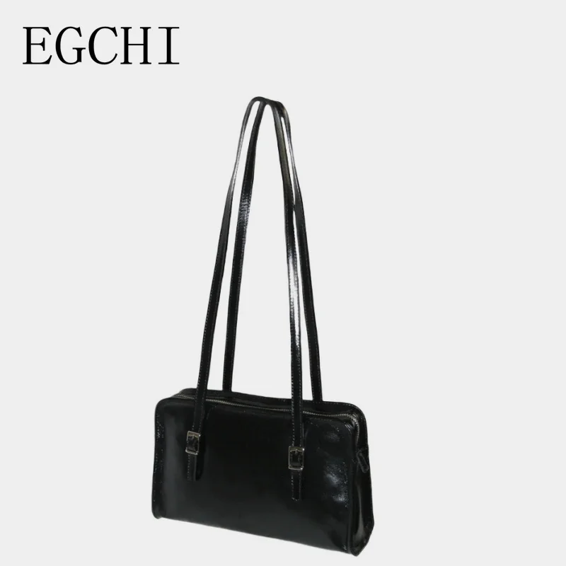 

EGCHI Vintage Spanish Niche Brand Design Shoulder Tote Bags For Women Oil Wax Leather Boston Tote Square Versatile Lady Handbag