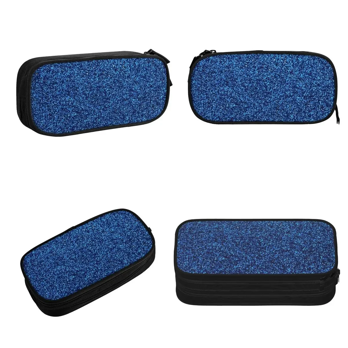 A Little Blue Glitter Pencil Cases Large Capacity Pen Bags Pen Box Pencil Pouch For Boys Girls Students Stationery School Office