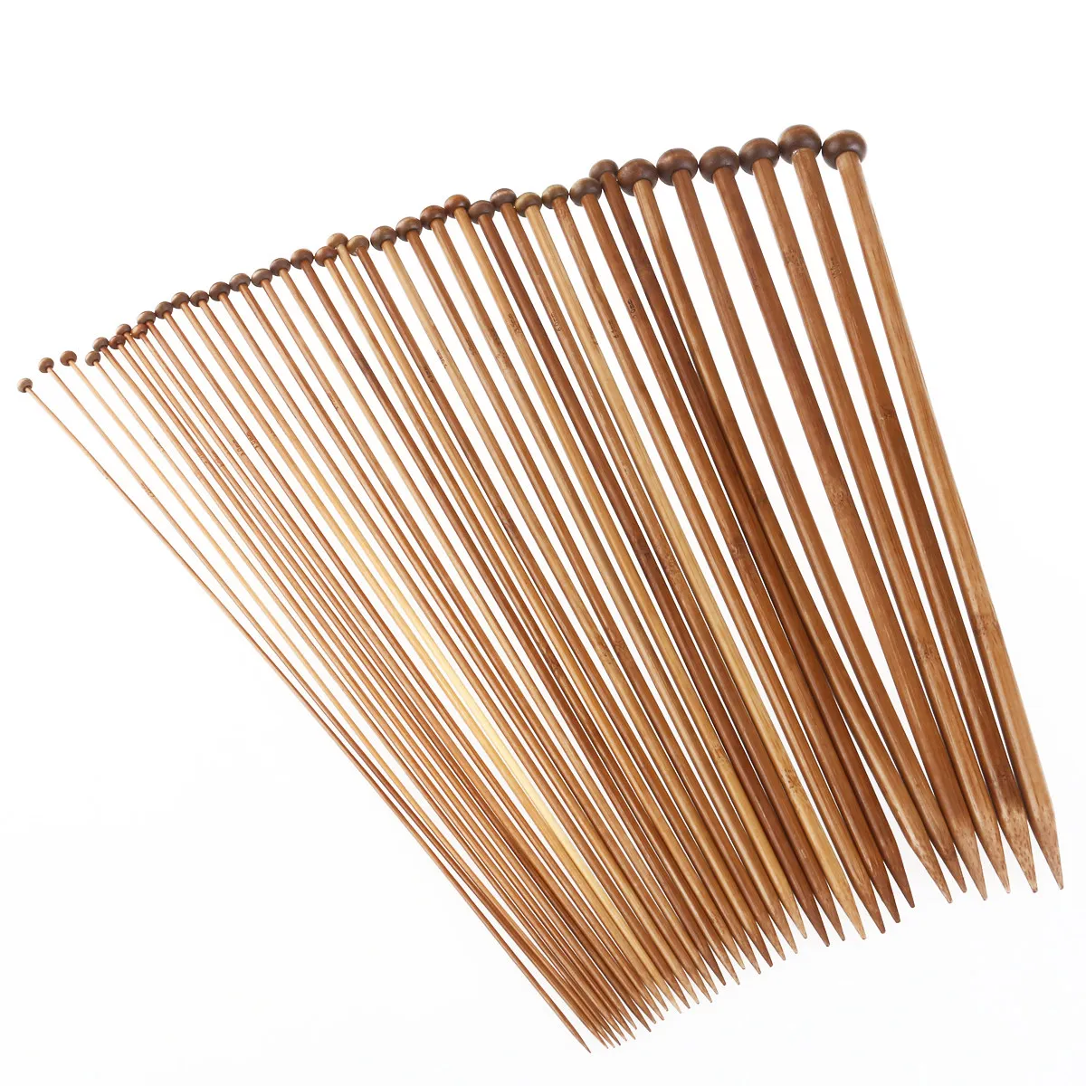 18Pairs Carbonized Bamboo Knitting Needles Set Single Pointed 2Mm-10Mm Metric Sizes Smooth Round Tip Knitting Kit