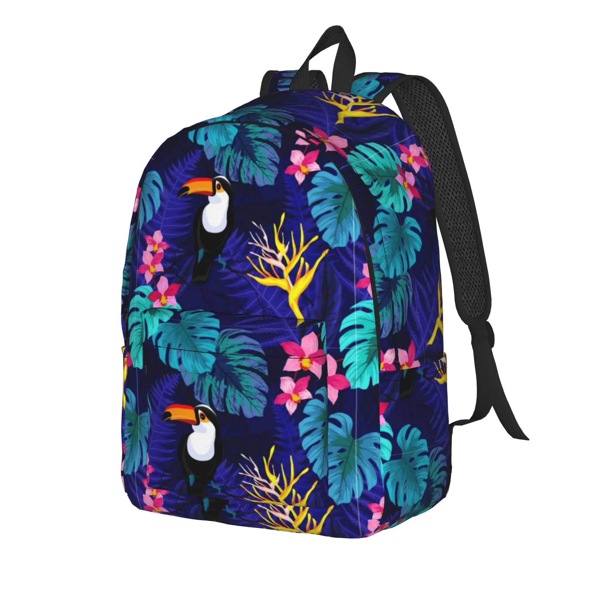 Tropical Flowers And Toucan    () Backpack  Daily Backpacks Women Designer Soft School Bags Kawaii Rucksack