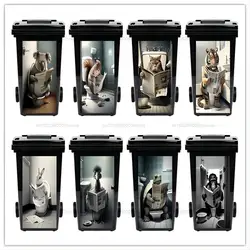 Animals reading newspapers, outdoor trash can stickers, decorative murals, PVC waterproof and oil proof stickers