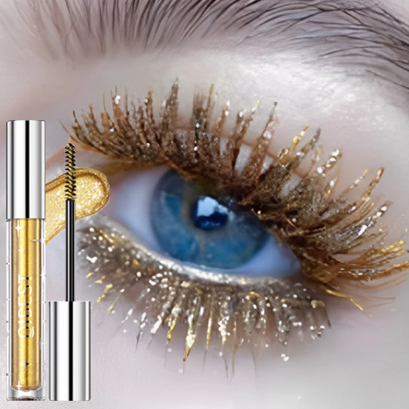 Diamant-Mascara, glänzende Galaxie-Pailletten, schweißfest, glitzernde Wimpern, schnell trocknend, langlebig, dicke Wimperntusche, schimmerndes Make-up, 1 Stück