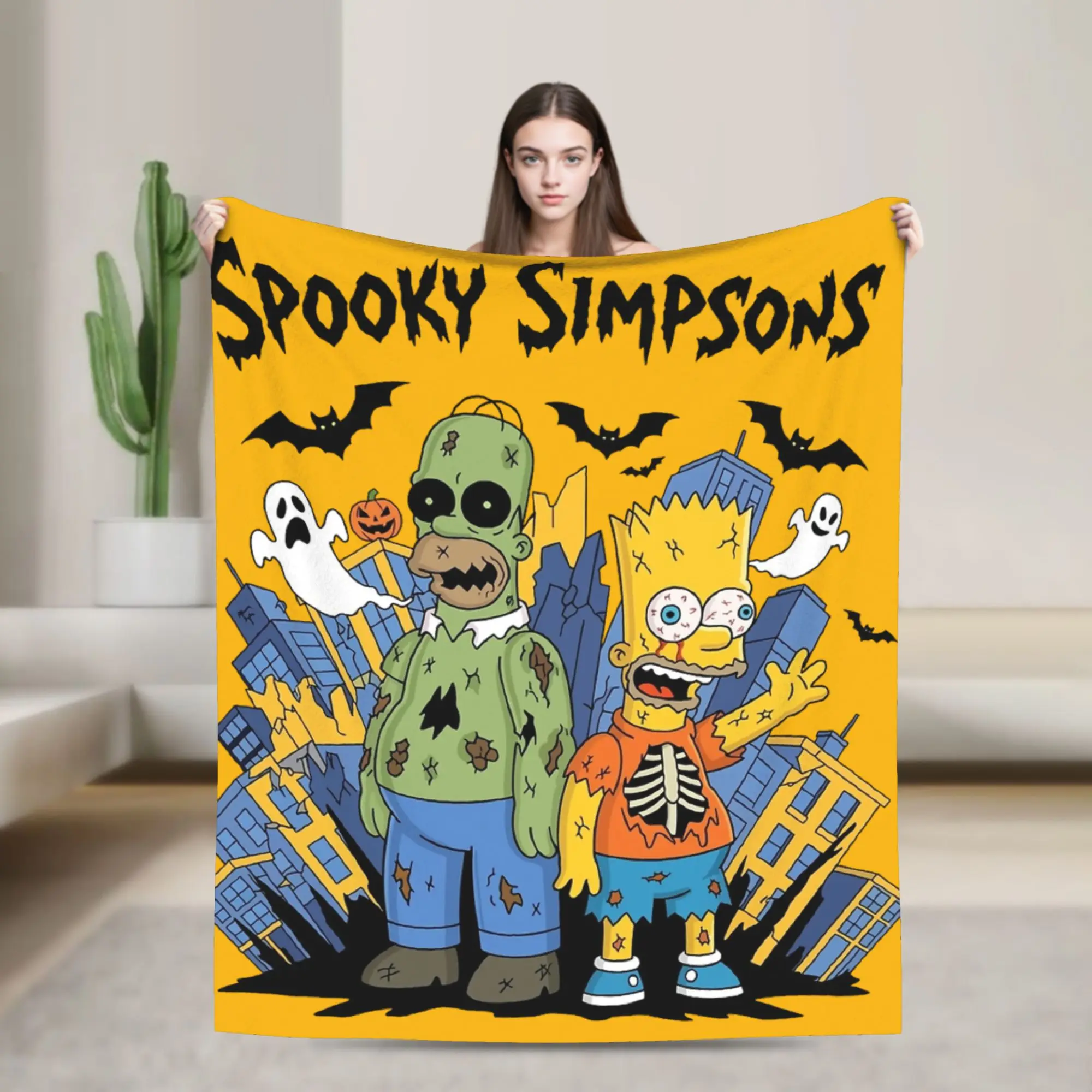 The Simpsons A Monstrous Family  Halloween Horror Blanket Fleece Breathable Super Warm Throw Blanket for Bed Car Quilt Winter