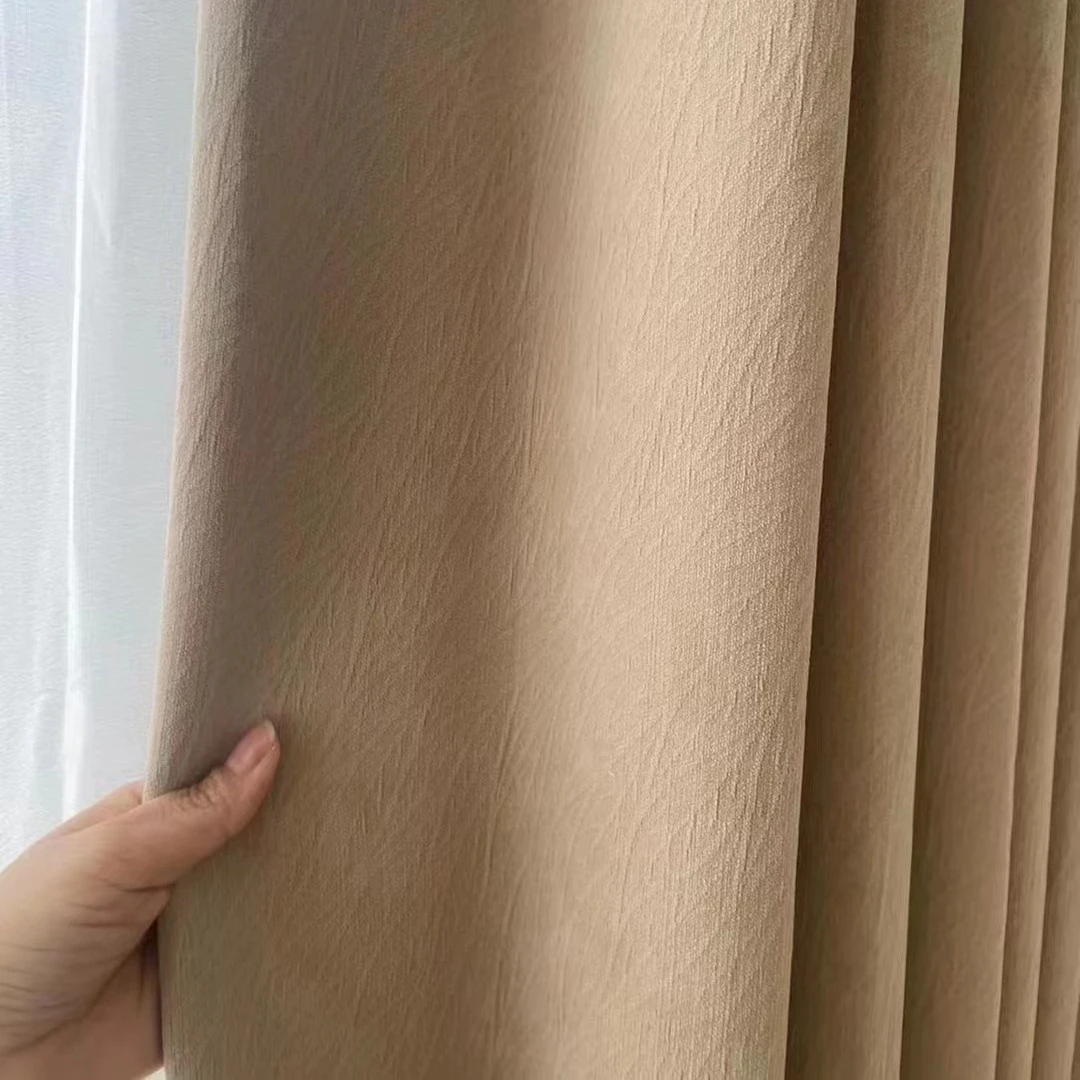 Solid Color Luxury Chenille Window Curtain Blackout Sound Insulation Curtain For Bedroom Living Room Thickening Curtain