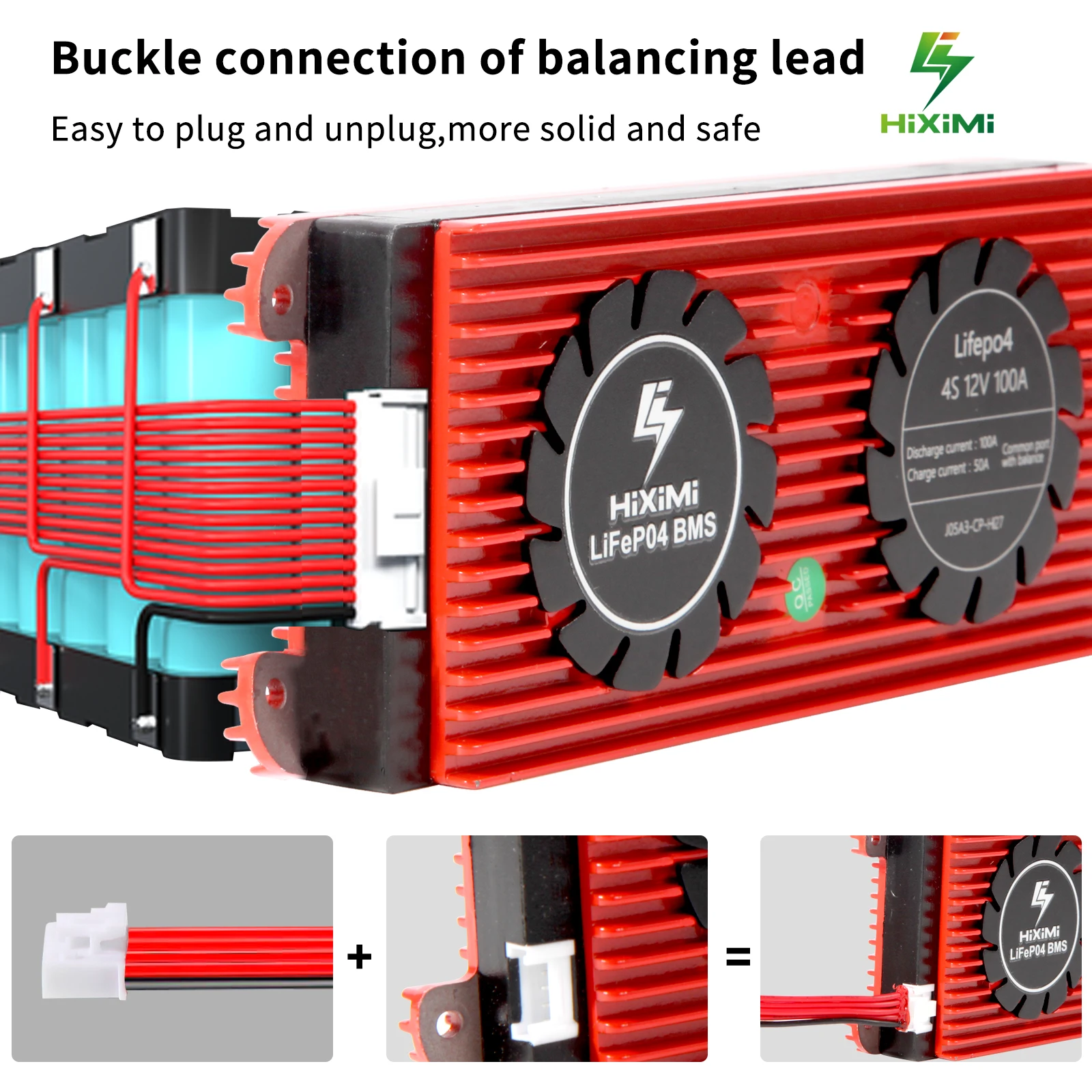 LiFePO4 BMS 100A Lithium Battery Lithium Iron Phosphate Management System with Ba lance Leads Wires for 3.2V 3.7V Cells