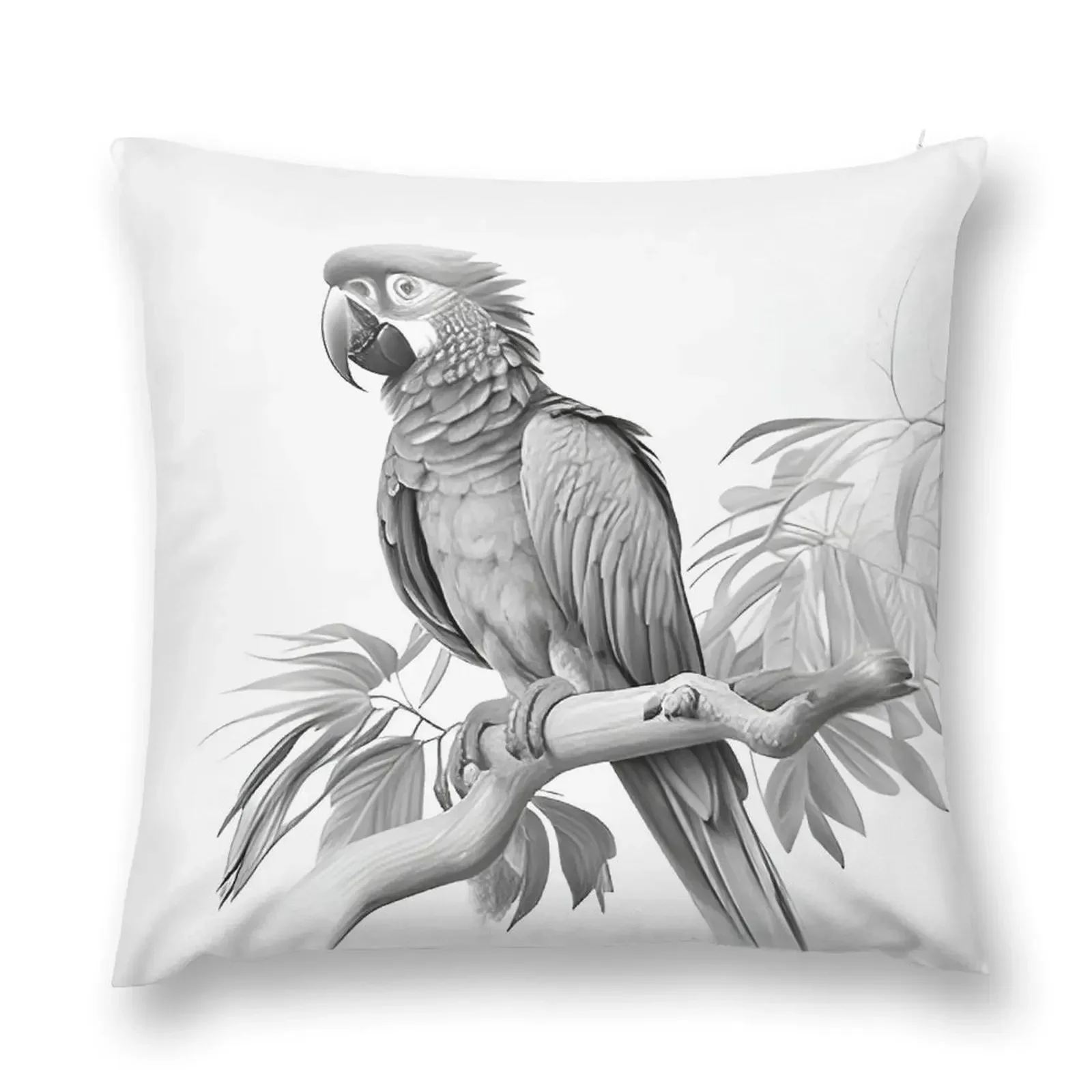 

Black and white Parrot pencil drawing Throw Pillow Christmas Pillowcase Decorative Cover For Living Room pillow