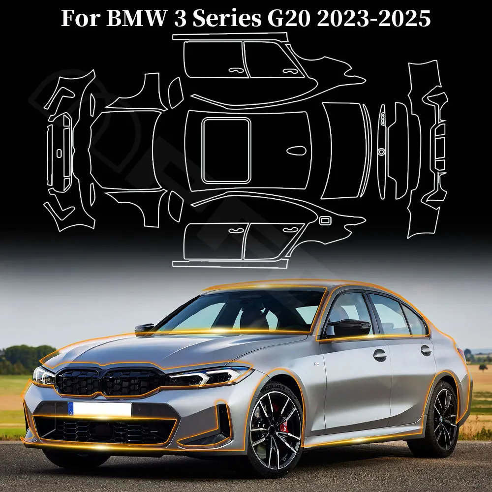 

Pre Cut 8.5thick Car Paint Protection Film Clear PPF Decal Kit For BMW 3 Series G20 2023 Body Transparent Anti Scratch Invisible