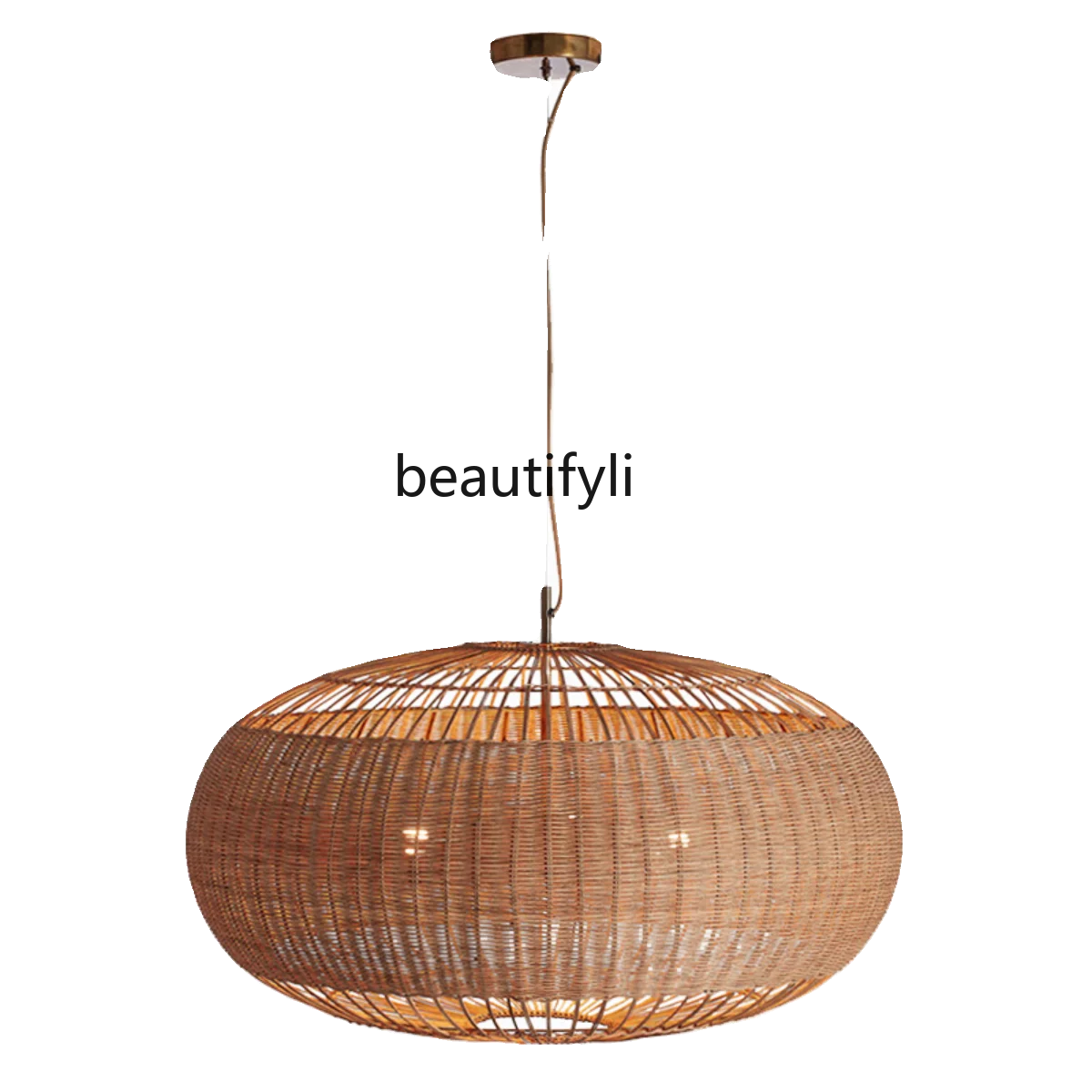 Japanese Style Vintage Rattan-Weaved Ceiling Lamp Vintage Bedroom Dining Room Shop Cafe B & B Middle-Ancient Lamp