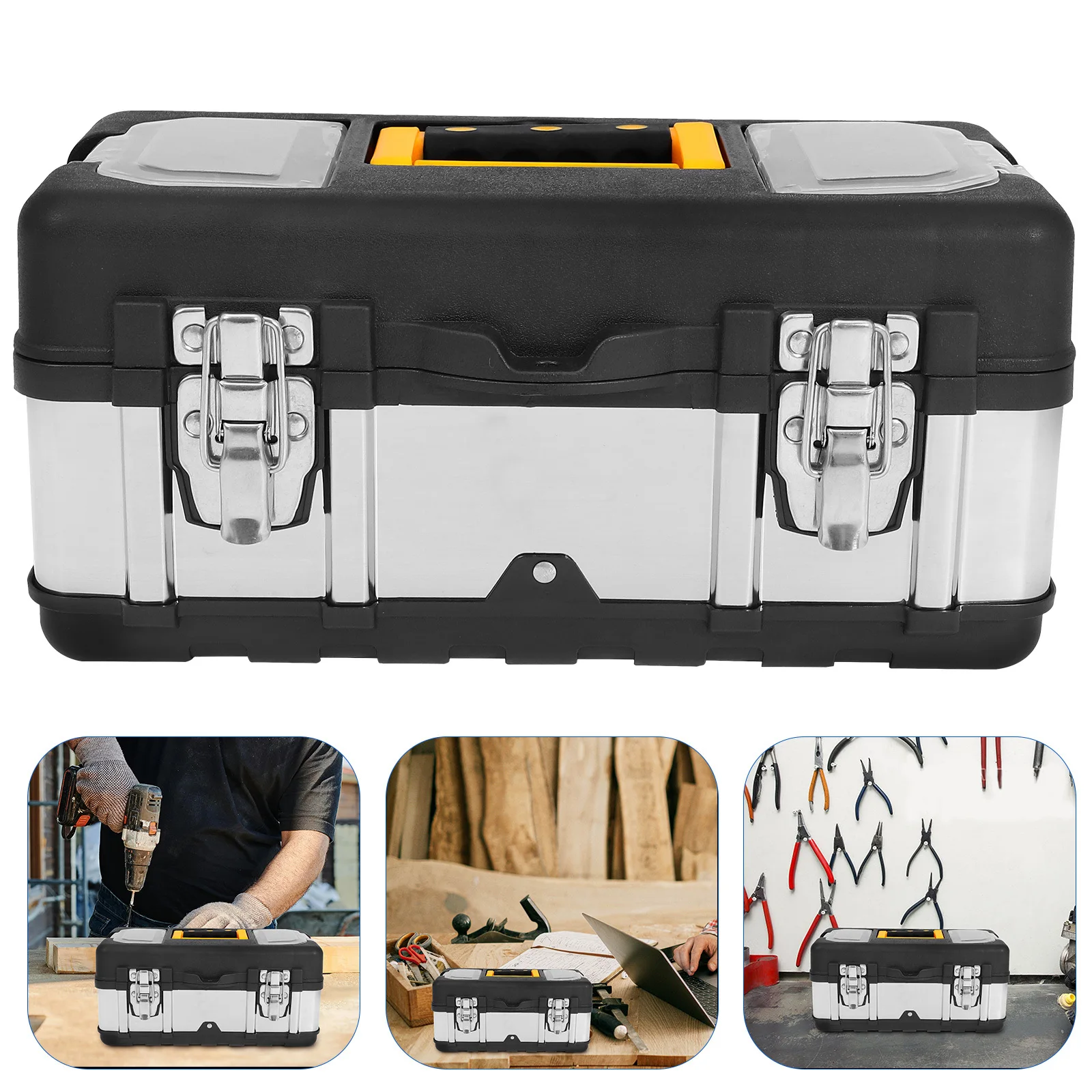Stainless Steel Toolbox Lockable Compact Durable Travel Organizer Portable Tool Storage Box Multifunctional Handheld Carrying