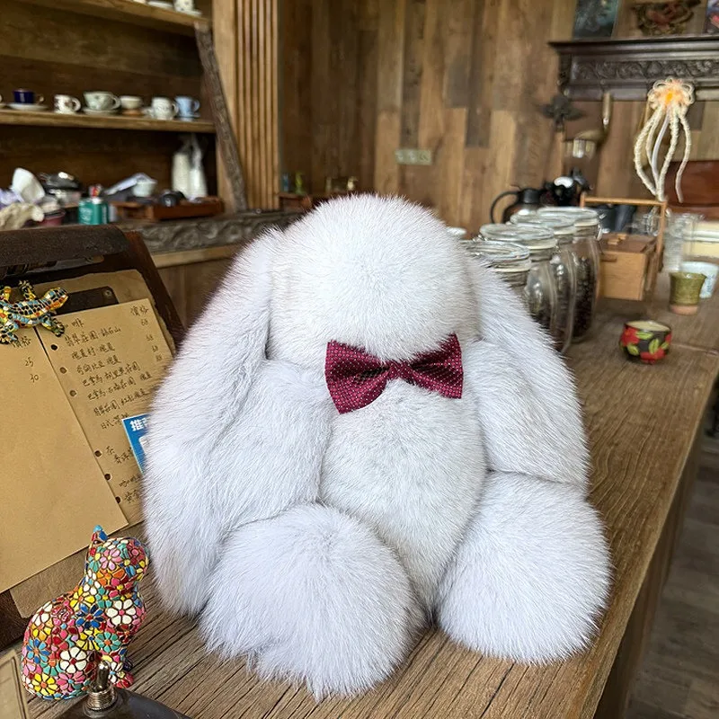[spot] Imported Finnish Fox Whole Skin Cute Rabbit Pendant Doll Luxury Gift Large Rabbit Fur Bag Pendant.