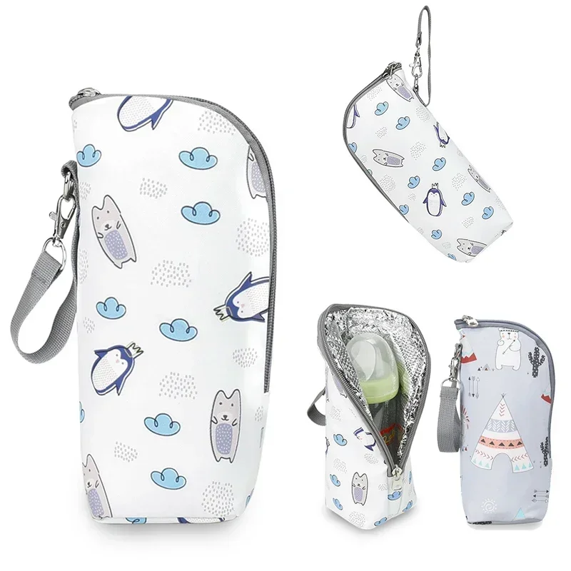 Portable Baby Bottle Bag Bottle Warmer Baby Feeding Aluminum Mold Insulation Outing Stroller Hanging Bag for Storage Cups Drinks