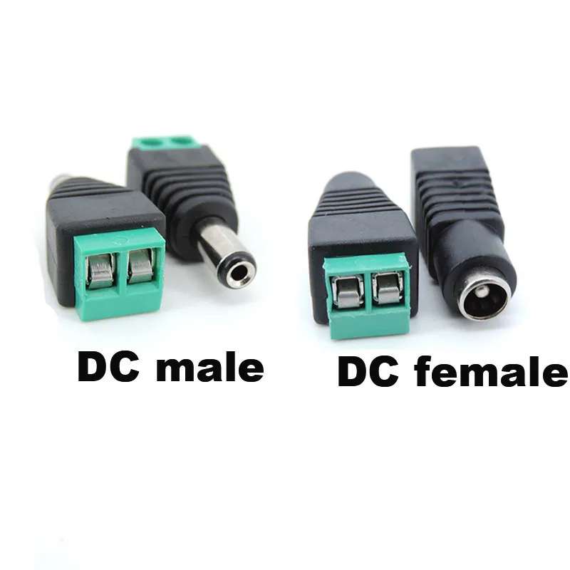 5.5x2.1mm DC Male and Female 2.1mm x 5.5mm terminal for DC Power supply Jack Adapter Connector Plug For CCTV Camera lighting t1
