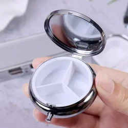 Portable Travel Essential Pill Splitters Pill Case Container for Medicines Organizer Metal Circular 3 Grid Pill Box Pastillero