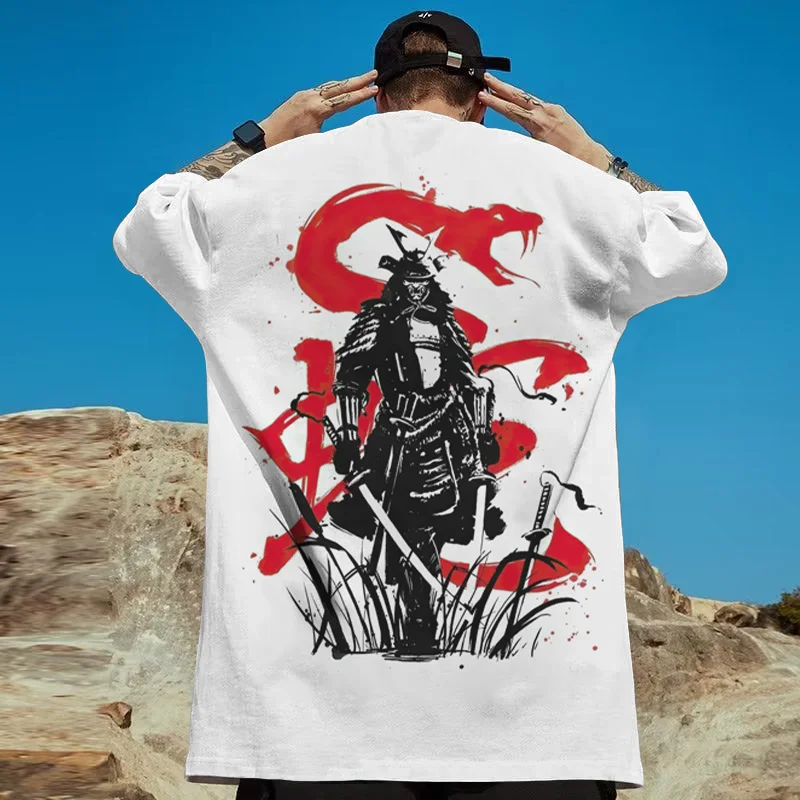 Retro männer T-Shirt 3d Samurai Gedruckt Kurzarm T-Shirt Sommer Casual Tees Top Lose Übergroßen T-Shirt Für Männer 2024 neue Tops