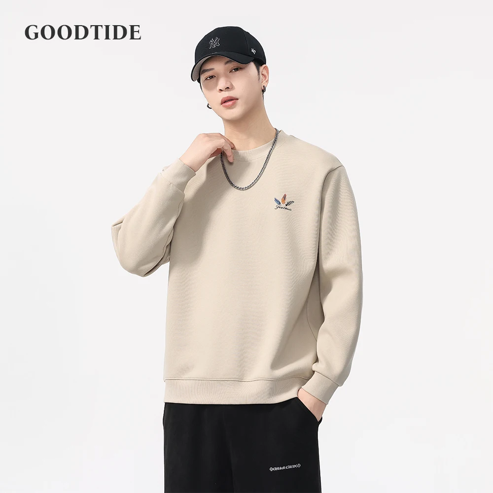 Męska bluza z nadrukiem, okrągły dekolt, nowość na wiosnę i jesień 2025, gruba, luźna, casualowa bluza z długim rękawem, pulower, 360g.