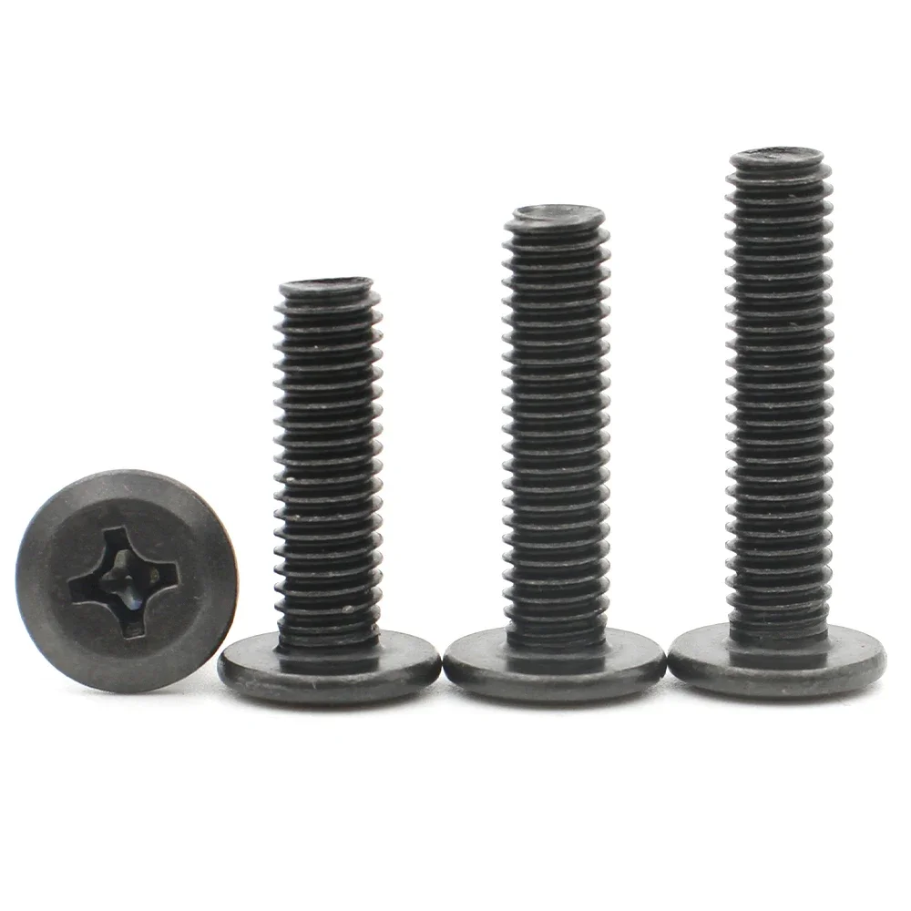 100/40/10pcs M3 M4 M5 M6 M8 Black Carbon Steel Phillips Cross Recessed Hypotenuse Flat Head Screw Bolt Down Side Furniture Screw