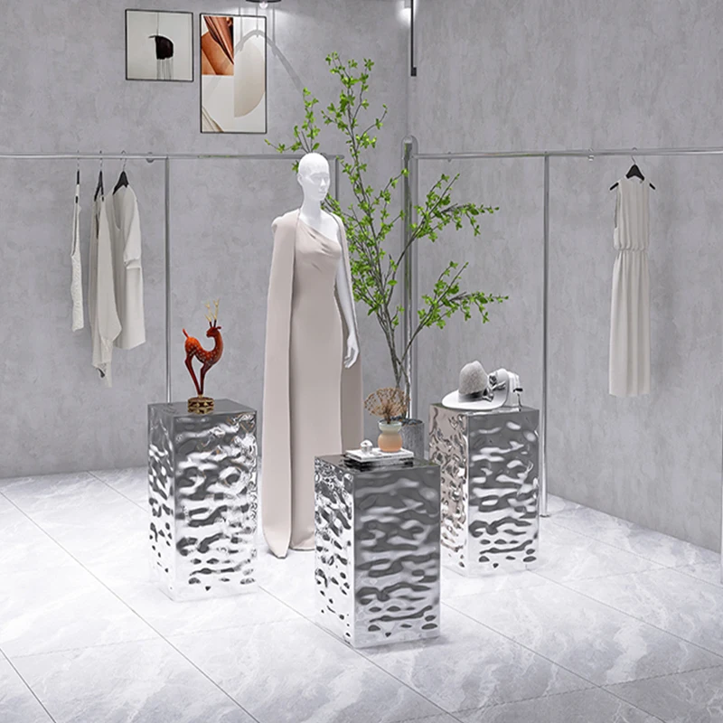 Water ripple stainless steel water table display table clothing window model floor base floor type shoe bag jewelry rack