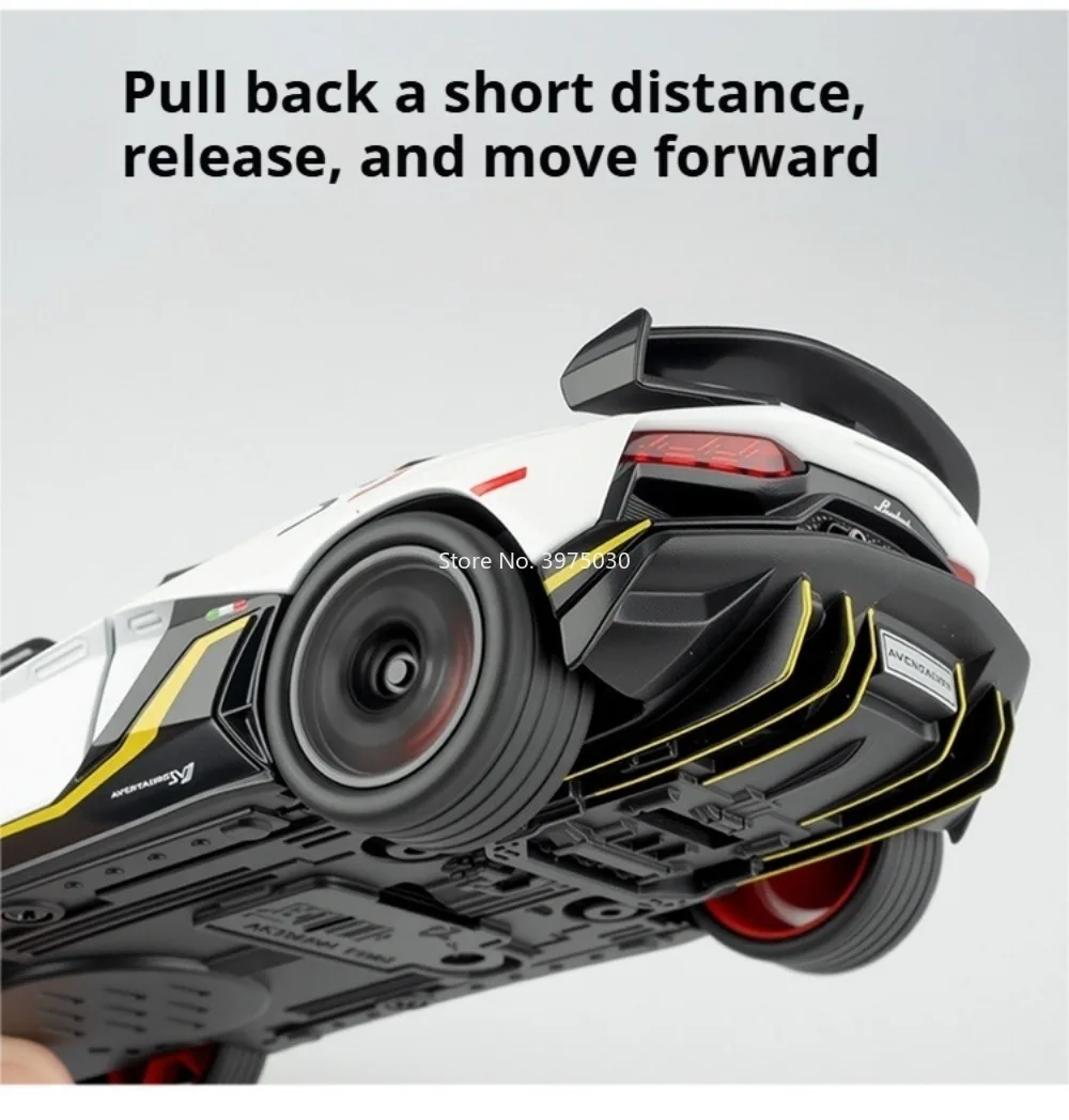 รถของเล่นจำลอง Lamborghini SVJ63 Countach LP500S รุ่นโลหะผสมแบบดึงหลัง ขนาดเล็ก สำหรับนักสะสม