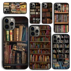 Vintage Book Library Book Shelf Phone Case for iPhone 17 Air 16 15 14 12 13 PLUS 11 PRO MAX Cover Fundas Shell