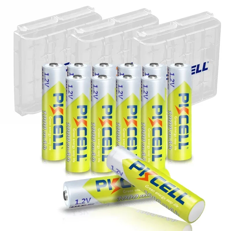 

12PC PKCELL AAA Battery 1.2V Ni-MH AAA Rechargeable Batteries 1000MAH 3A with 3PC Battery Box Holder for Flashlight Toy Camera