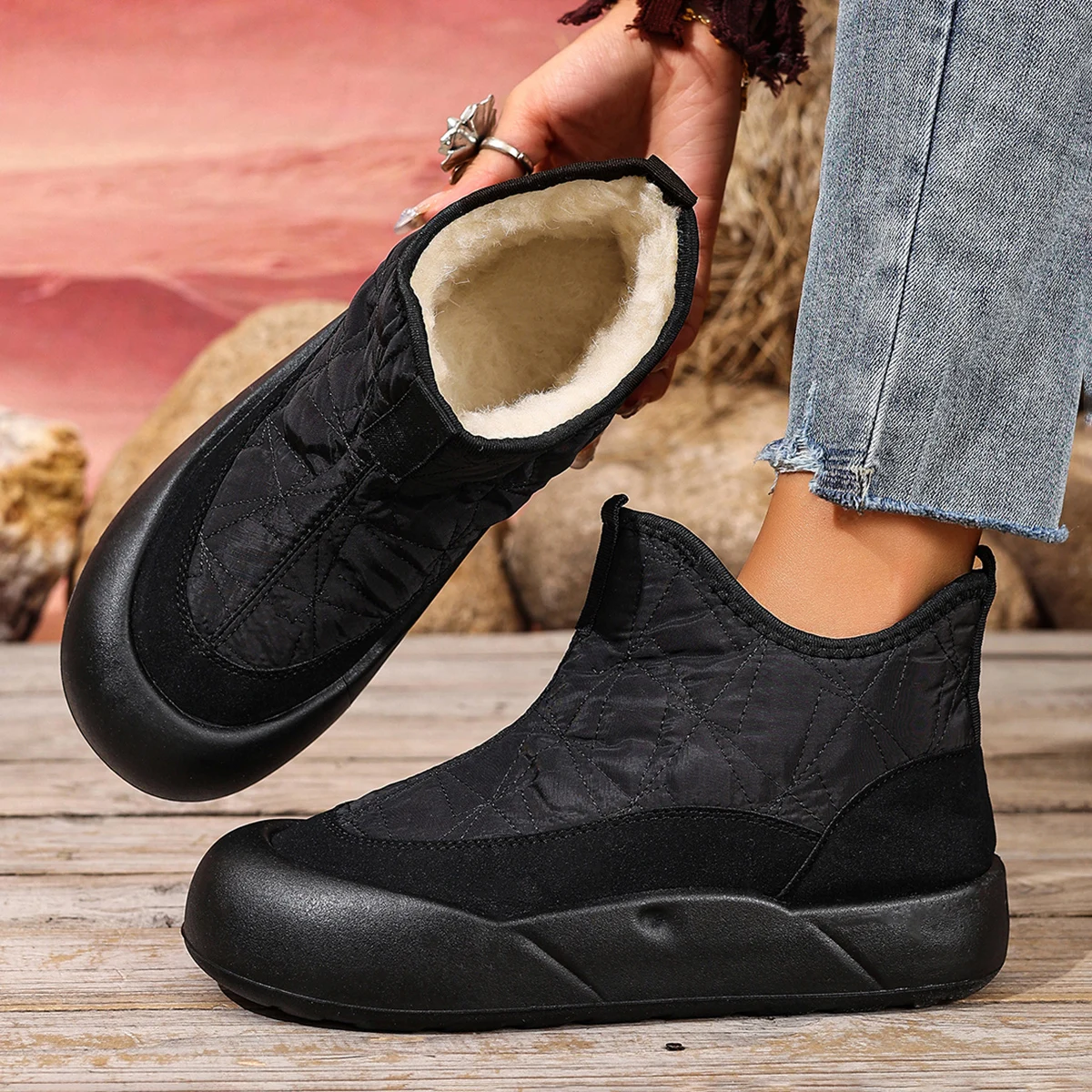 

2025 зимняя новая женская хлопковая обувь, теплая и удобная, цвета хаки, 2 цвета, противоскользящая, прочная, бесплатная доставка, женская хлопковая обувь