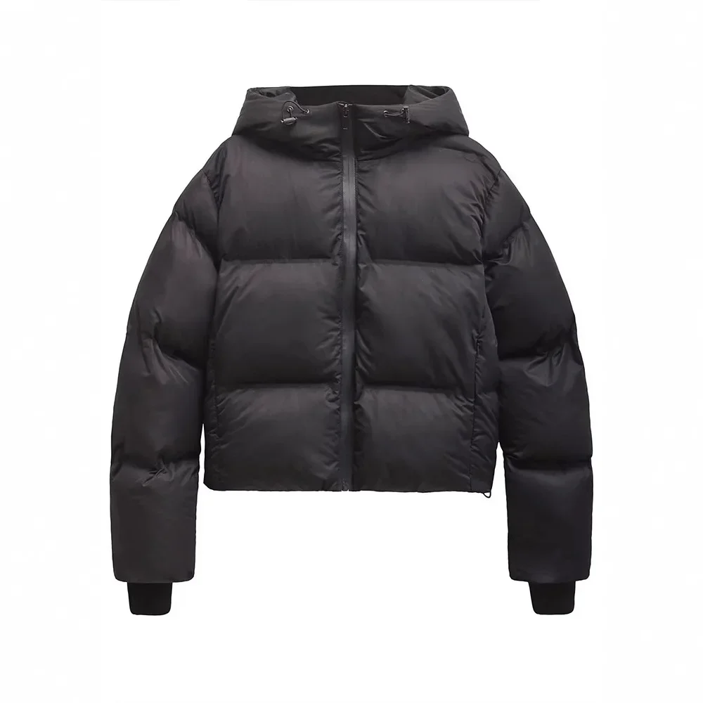 Herbst Winter Wasserdichte Windjacke CROPPED Puffer Jacke Neue Frauen Mit Kapuze Schwarz Schnee Parka Kurze Baumwolle Gefütterte Jacke Mantel