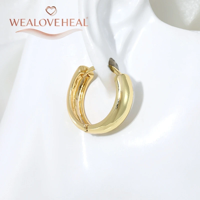 18K vergoldete klobige Huggie-Ohrringe für Frauen, minimalistische flache Röhren-Creolen, modischer Alltagsschmuck, Geschenk zum Valentinstag oder Geburtstag – Detail 20