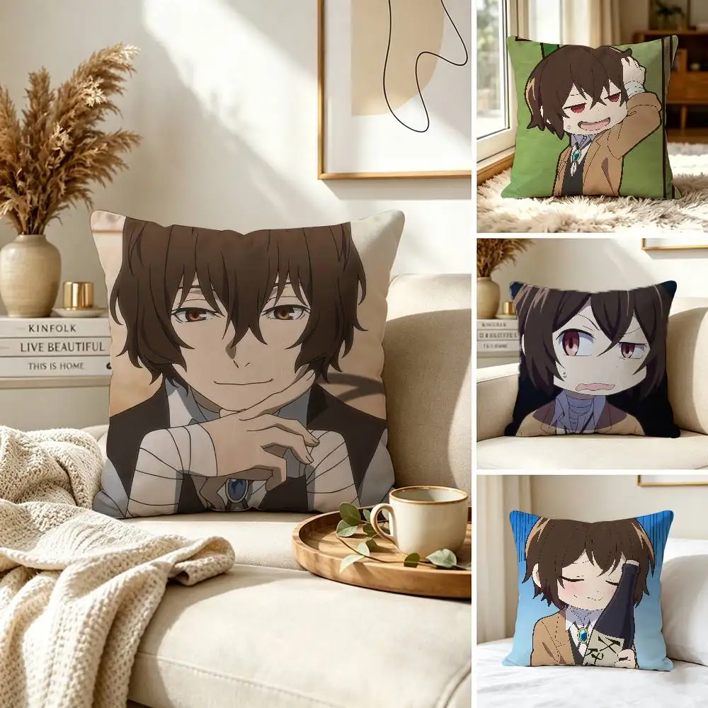 D-Dazai O-Osamu Anime B-Bungo Stray Dogs Pillow Case for Sofa Living Room Home office Decor Protective Cover