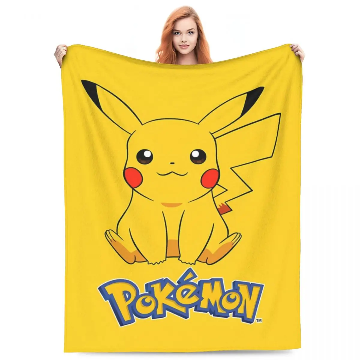 Pikachu Cartoon Blanket Super Soft Novelty Plush Throw Blanket For Couch Chair Sofa Bed Travel Flannel Bedspread Bed Cover