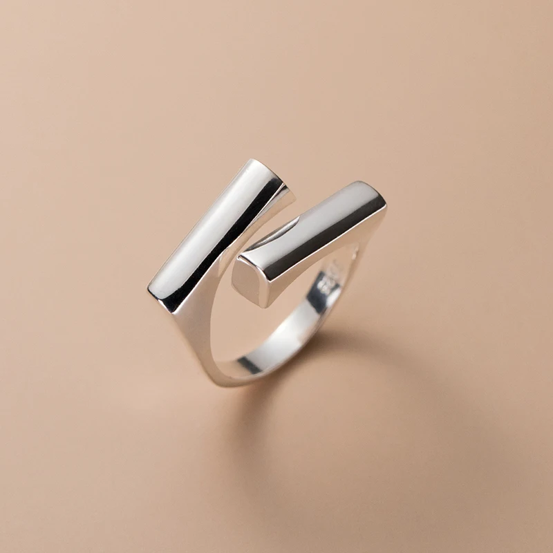 GANPUP Silberfarbener Minimalistischer Verstellbarer Offener Ring für Frauen, Modischer Neuer Fingerring, Schmuck, Paargeschenk, Party-Accessoire – Detail 2