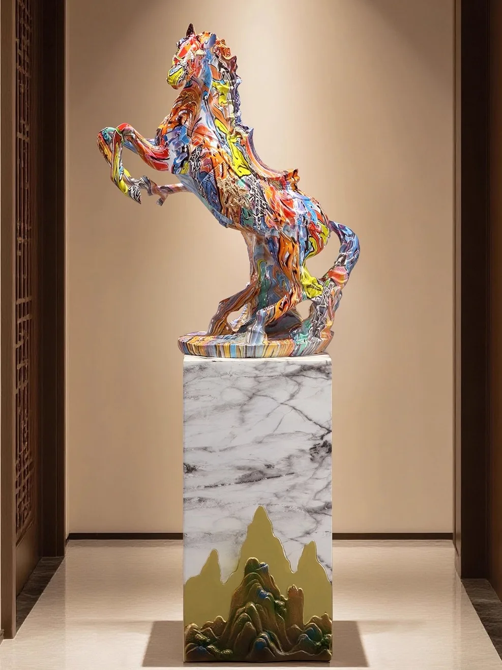 Floor-to-ceiling large-scale ornaments are successful immediately, living room office entrance decorations