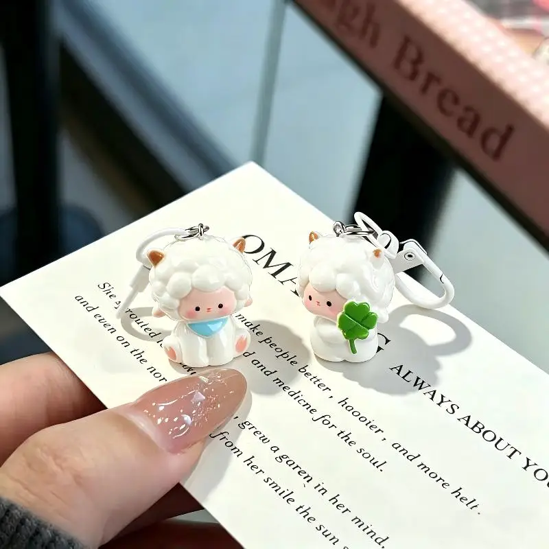 Cute Resin Sheep Keychain Women Mini: Lamb Pendant Bag Hanging Car Key New Year Gift