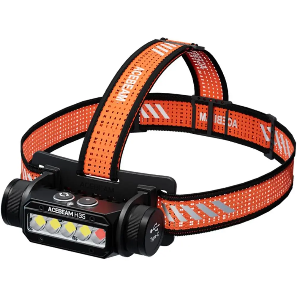 

H35 2600 High Lumens 5-Core Dual-light Source Lamp with 200 Lumens Red Light, 100° Wide Beam, 5e LED Rechargeable Bright Light o