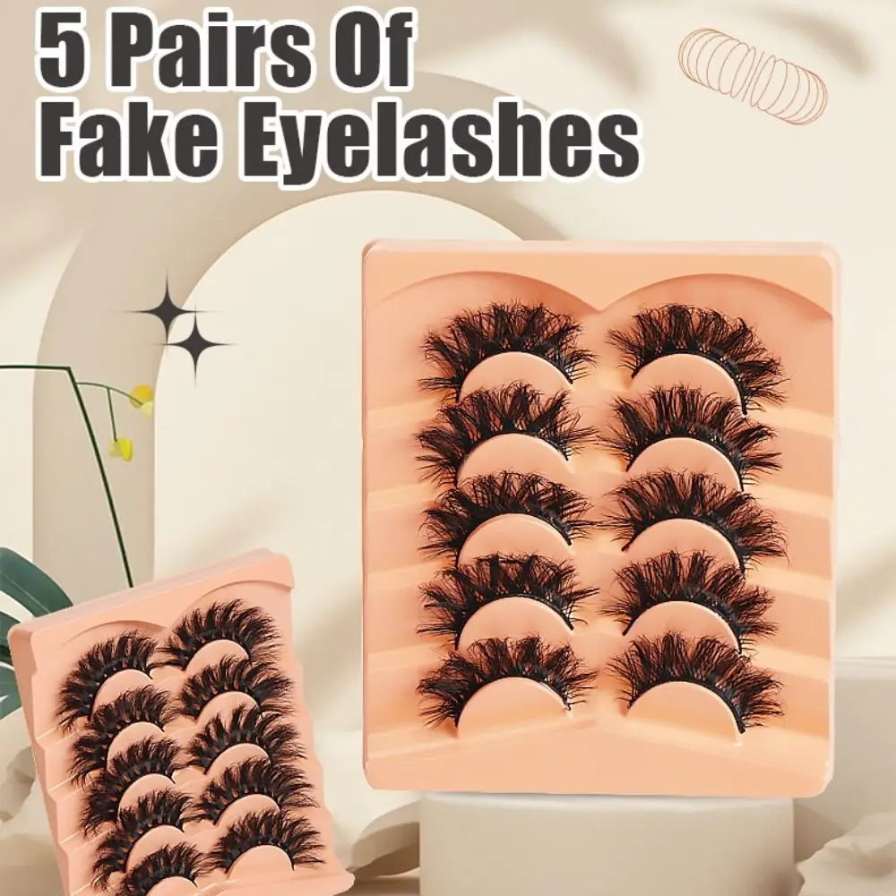 

5Pairs Simulated Mink Hair Thick False Eyelashes Curled DIY Full Strip Eyelashes Long Lasting Soft Curl False Eyelashes Party