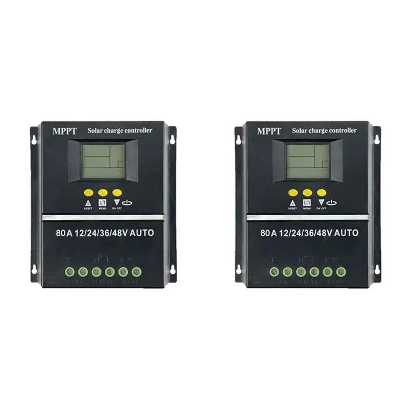 ABJN-2X 80A MPPT/PWM Solar Charge Controller 12V/24V/36V/48V Auto Controller Tools Solar PV Battery With LCD