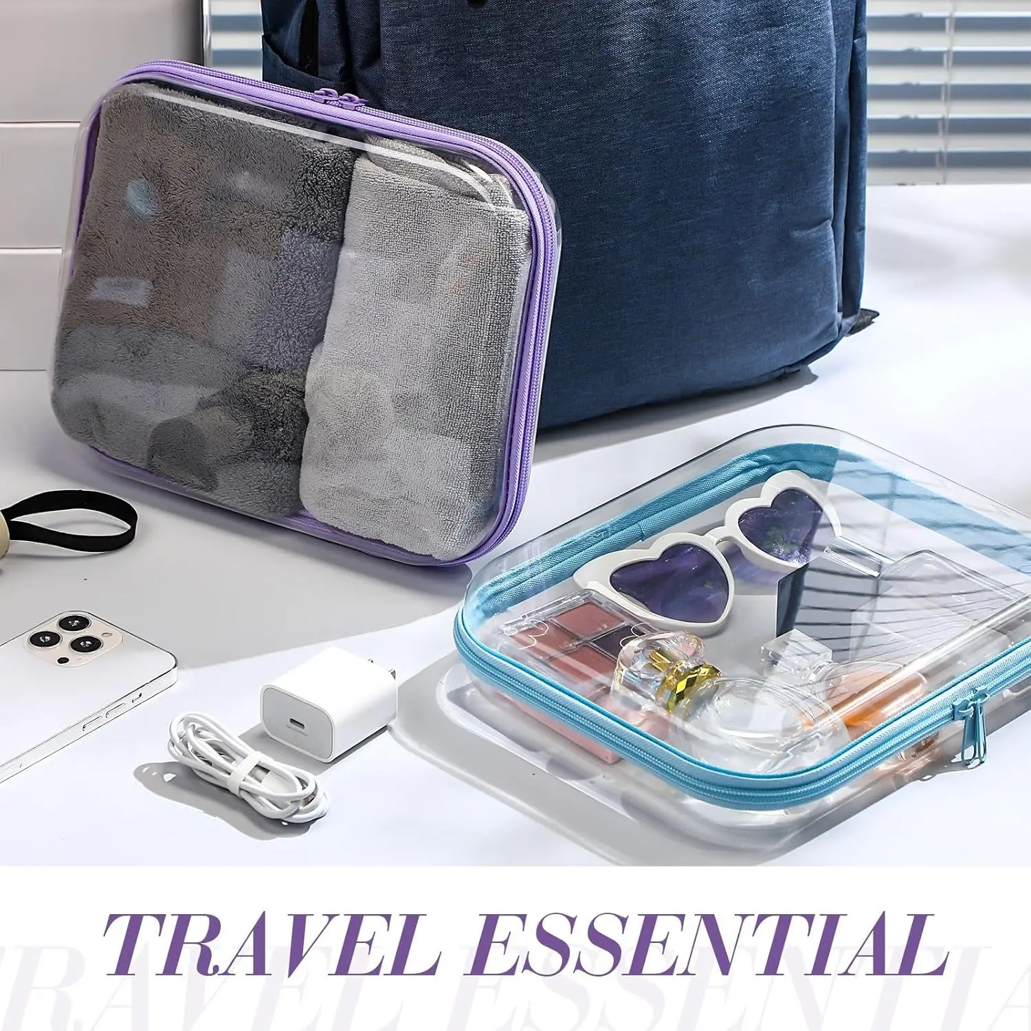 3pcs Clear Zipper Case Makeup Bags Pencil Pouch Transparent Storage Box Containers for Cosmetics Snacks Building Blocks Puzzles