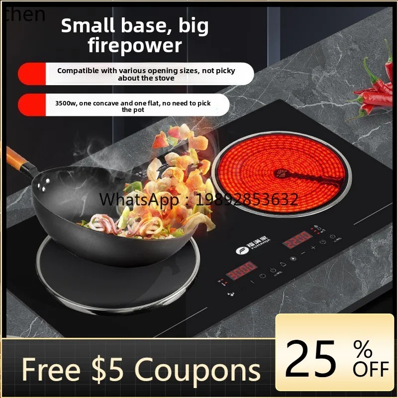 

Dual-Burner Induction Cooker Built-in One Electric One Ceramic High Power for Stir-Frying