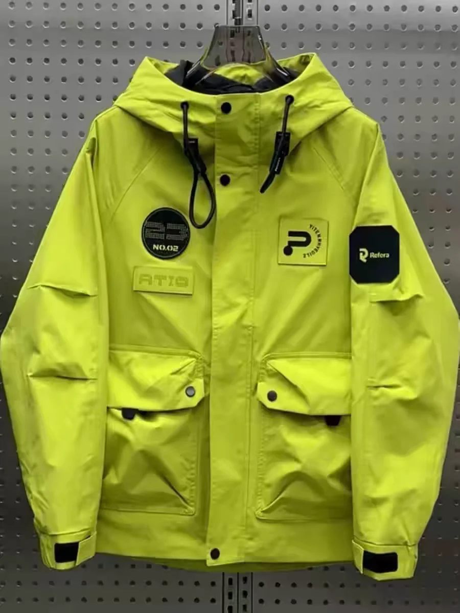 

Мужская повседневная куртка-худи в американском стиле, весна-осень, новый тренд, брендовая рабочая одежда, ветрозащитная, из полиэстера, свободный крой