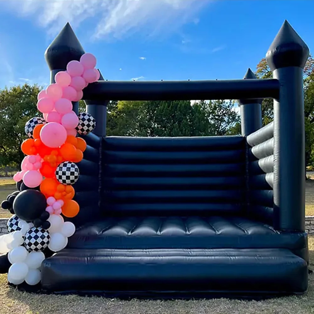 13ft Black Inflatable Bounce House Castle 100% PVC Jumper With Pool Large Bouncy House Wedding Bouncer For Kids Birthday Party