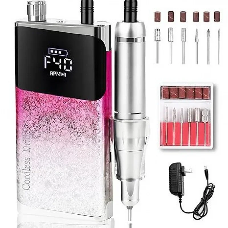 Profesjonalna przenośna elektryczna frezarka do paznokci Model 905, 40000 obr./min, akumulatorowa, do usuwania żelu akrylowego i polerowania, do użytku domowego.