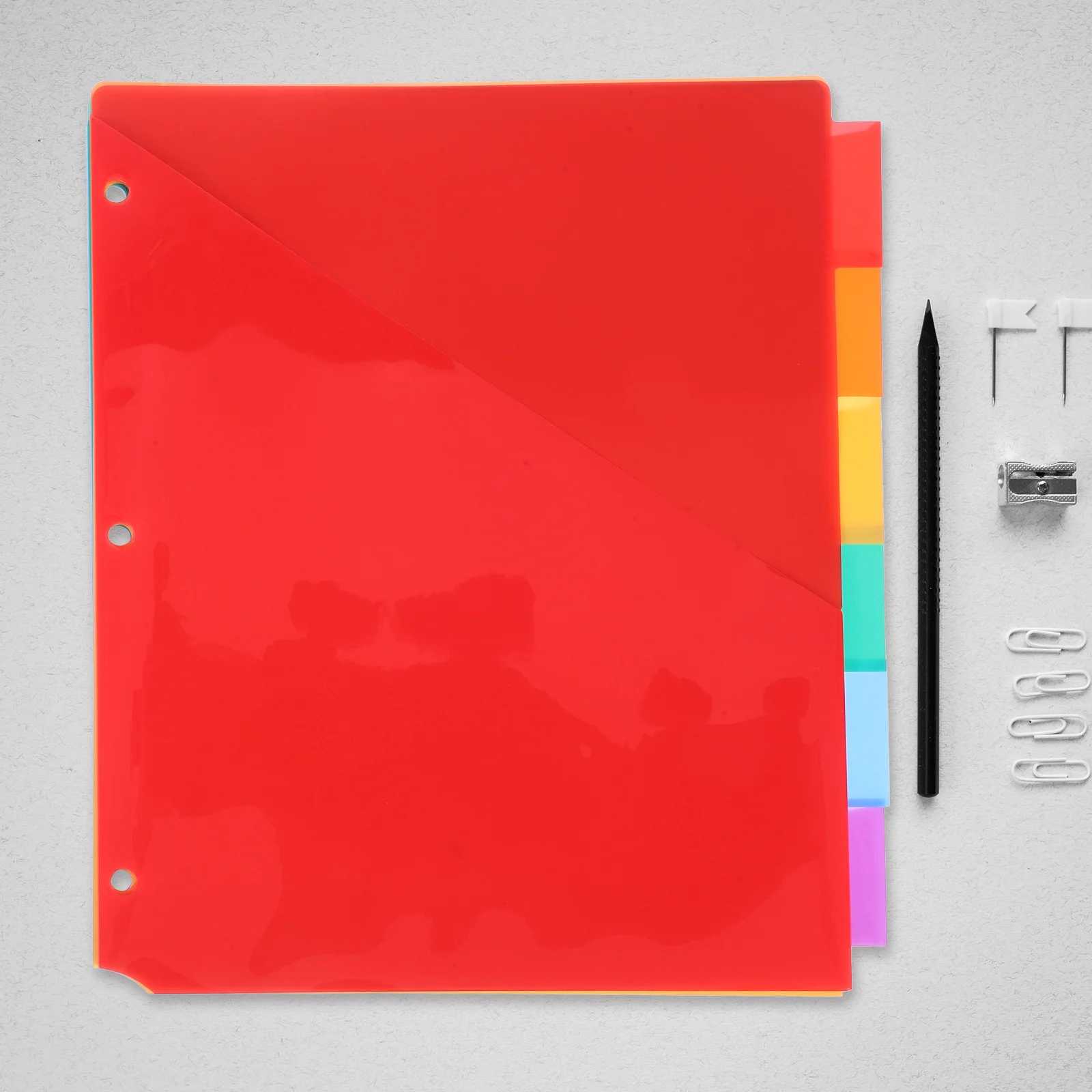 

6pcs Colored Binder Dividers With Pockets Sturdy Plastic Page Dividers For 3 Ring Binder A4 School Office Organization Notebook