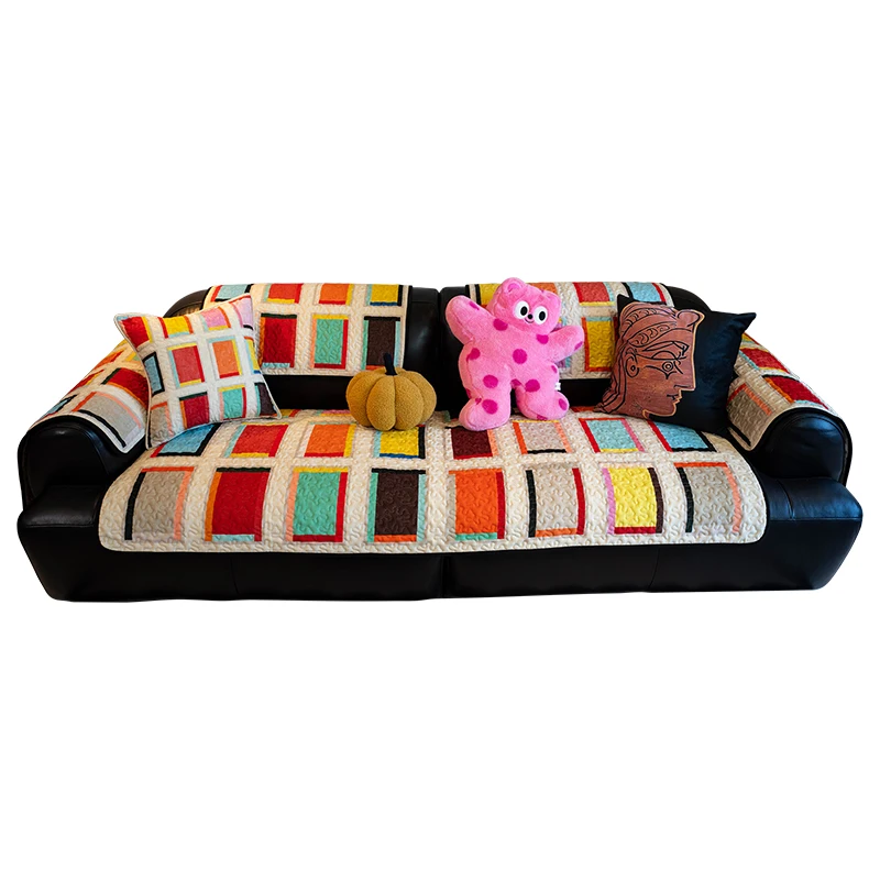 

Simple cartoon warm feeling geometric square sofa cushion universal in all seasons skin-friendly soft seat cushion non-slip