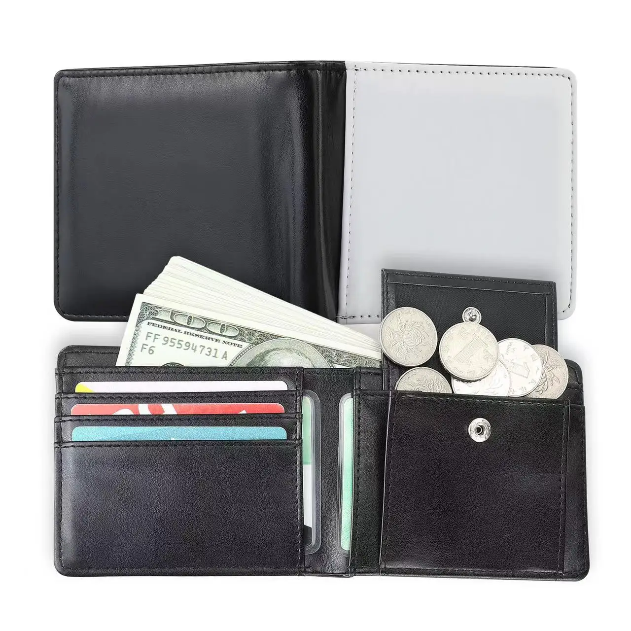 

3PCS Bulk Sublimation Men Wallet Blanks for High Quality Printable PU Wallet with Cards Slots Coin Holder Heat Press Products
