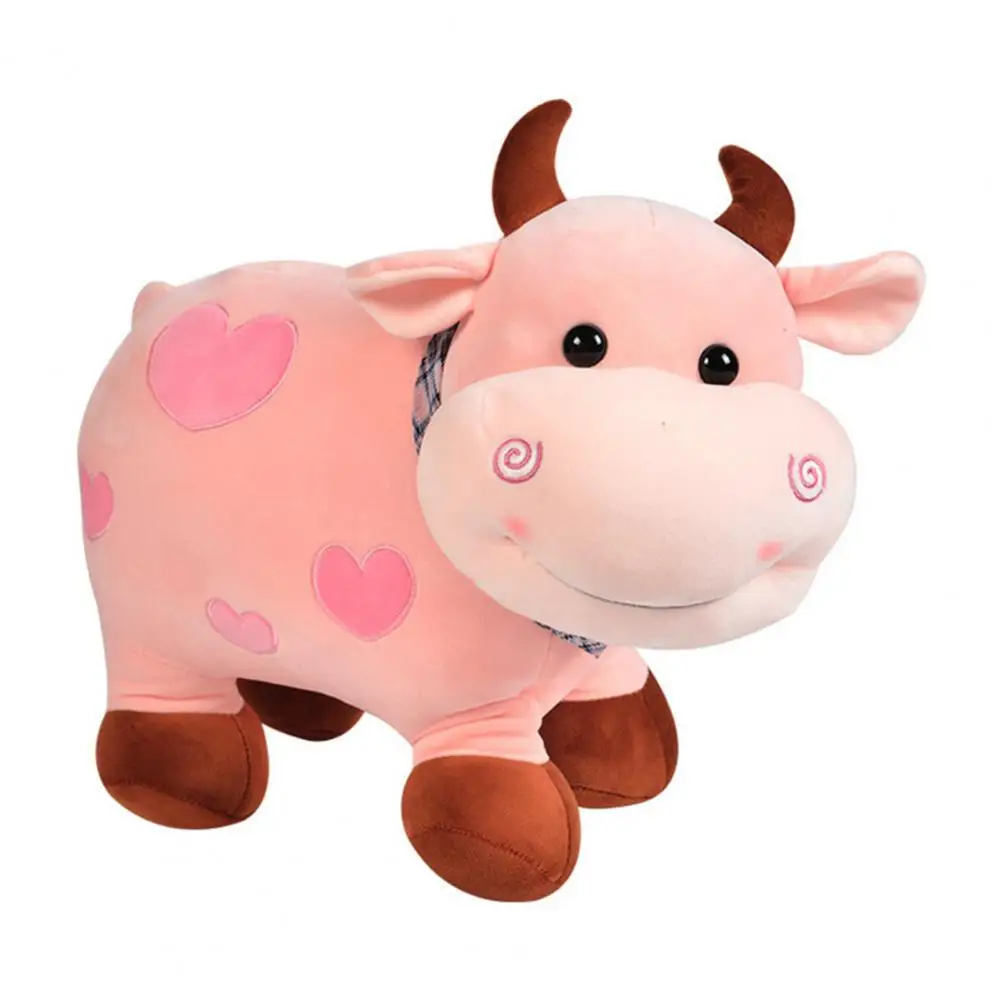 Soft Cattle Plush Toy Colorful Spotted Cow Plush with Scarf Soft Stuffed Toy Cute Cartoon Cattle Doll for Wedding Gift Home