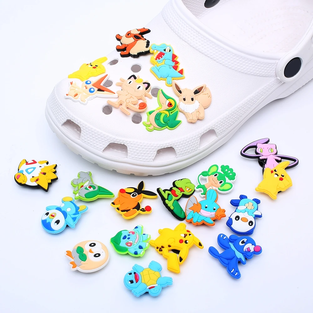 Good Quality 1pcs PVC Pokemon Shoe Charms Pin for Shoe Accessories Decoration Bracelet Wristband Kids Men Women Party Gifts